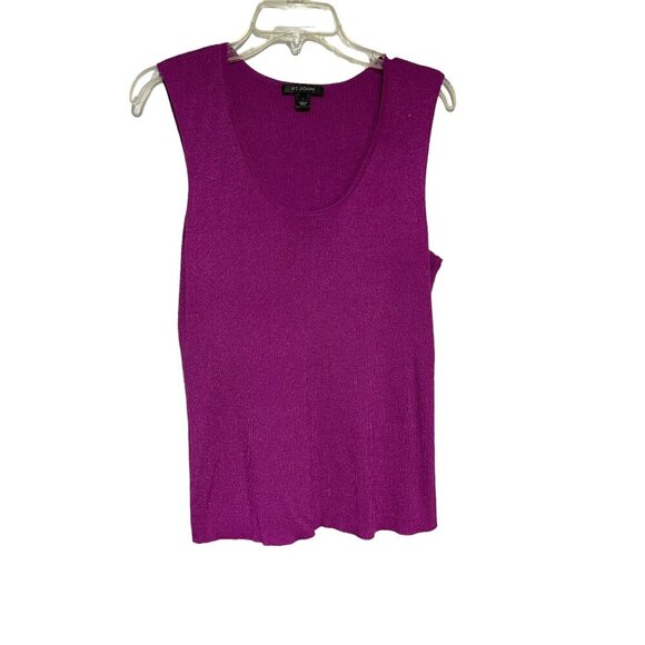 St. John Women's Purple Wool Blend Ribbed Sweater Sleeveless Size L - Picture 1 of 6